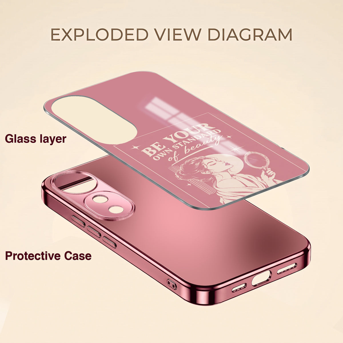 Vivo V40 Pro 5G Luxury Aesthetic Girl Pink Electroplated Glass Phone Back Case