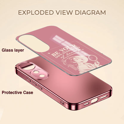 Vivo V40 Pro 5G Luxury Aesthetic Girl Pink Electroplated Glass Phone Back Case