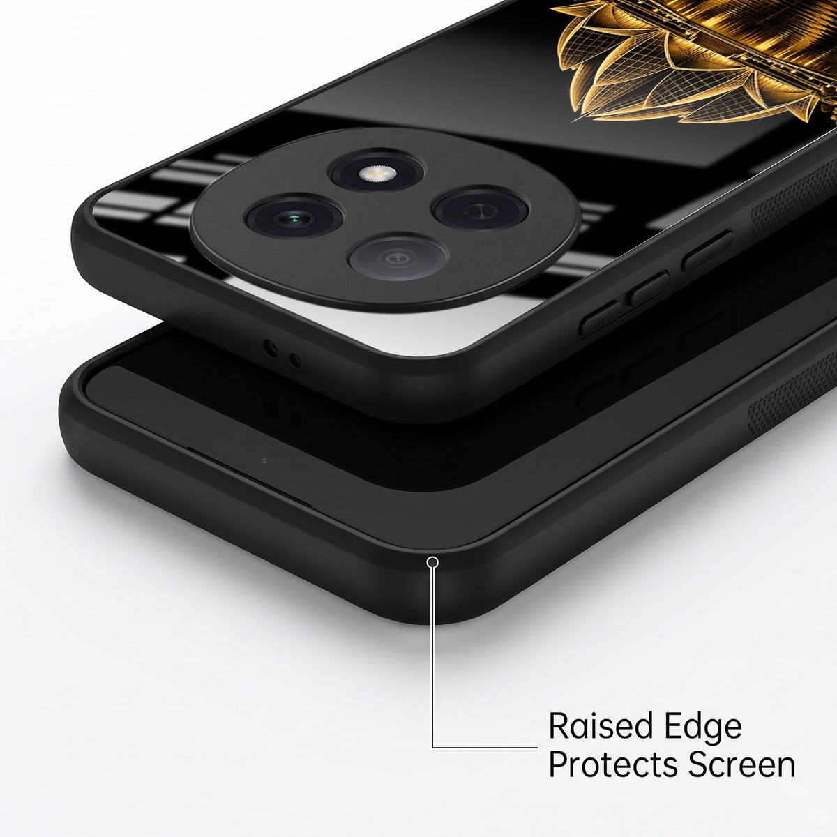 Oppo F29 Pro 5G Premium Acrylic Shockproof Glass Back Case (Golden Lotus)