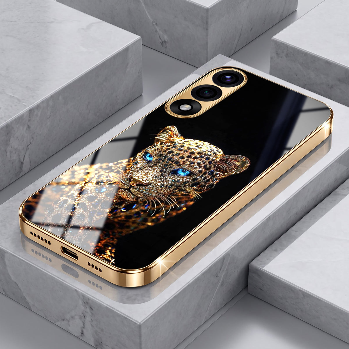 Oneplus Nord 5 5G Panther Gold Electroplated Glass Phone Back Case