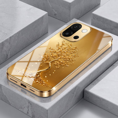 OnePlus 13s 5G Golden Tree Gold Electroplated Glass Phone Back Case
