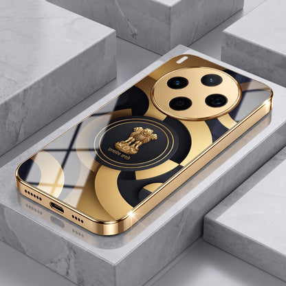 Vivo X300 5G Royal Emblem Gold Electroplated Glass Phone Back Case