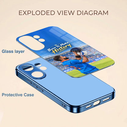 Vivo V60 5G Born TO Make History Blue Electroplated Glass Phone Back Case