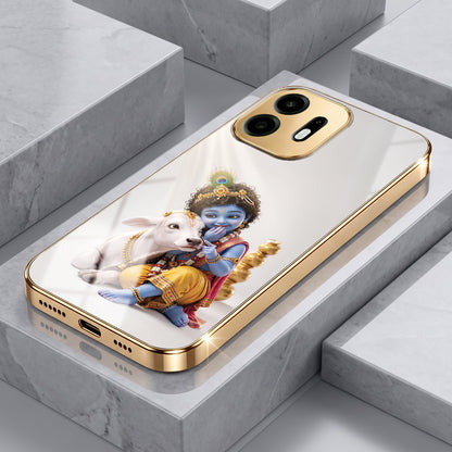 OnePlus N6 5G Bal Krishna Blessings Gold Electroplated Glass Phone Back Case