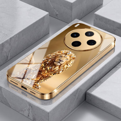 Vivo X300 5G Luxury Lion Gold Electroplated Glass Phone Back Case