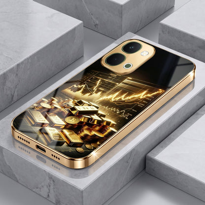Vivo T5X 5G Luxury Wealth Trader Gold Electroplated Glass Phone Back Case