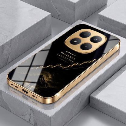 Redmi Note 15 Pro Plus 5G Focus Gold Electroplated Glass Phone Back Case