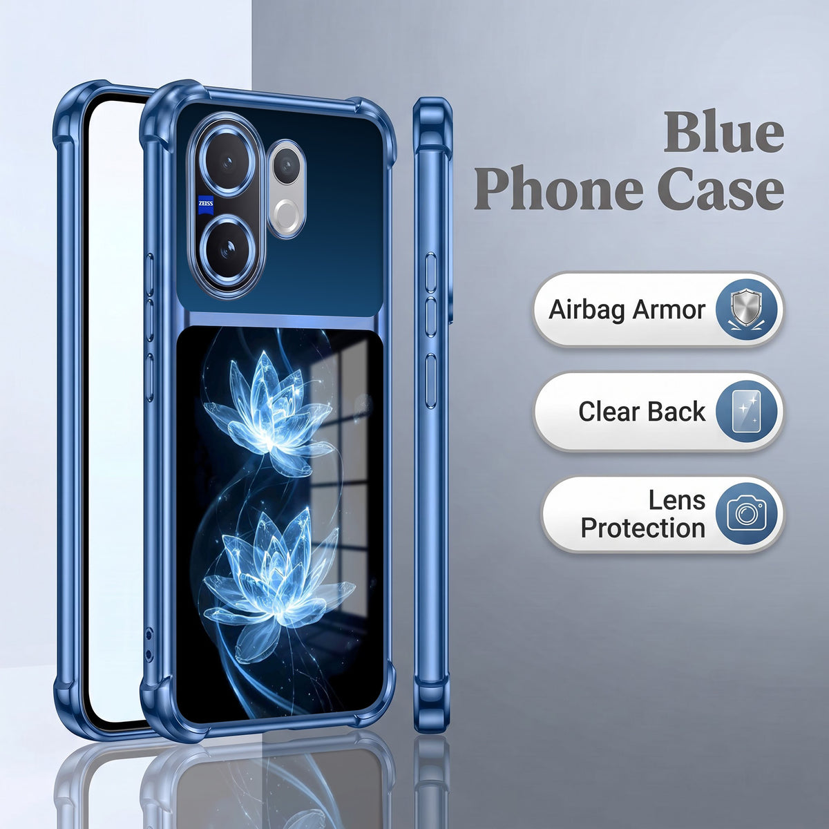 Vivo V60 5G Celestial Lotus Dual-Tone Transparent Airbags Case