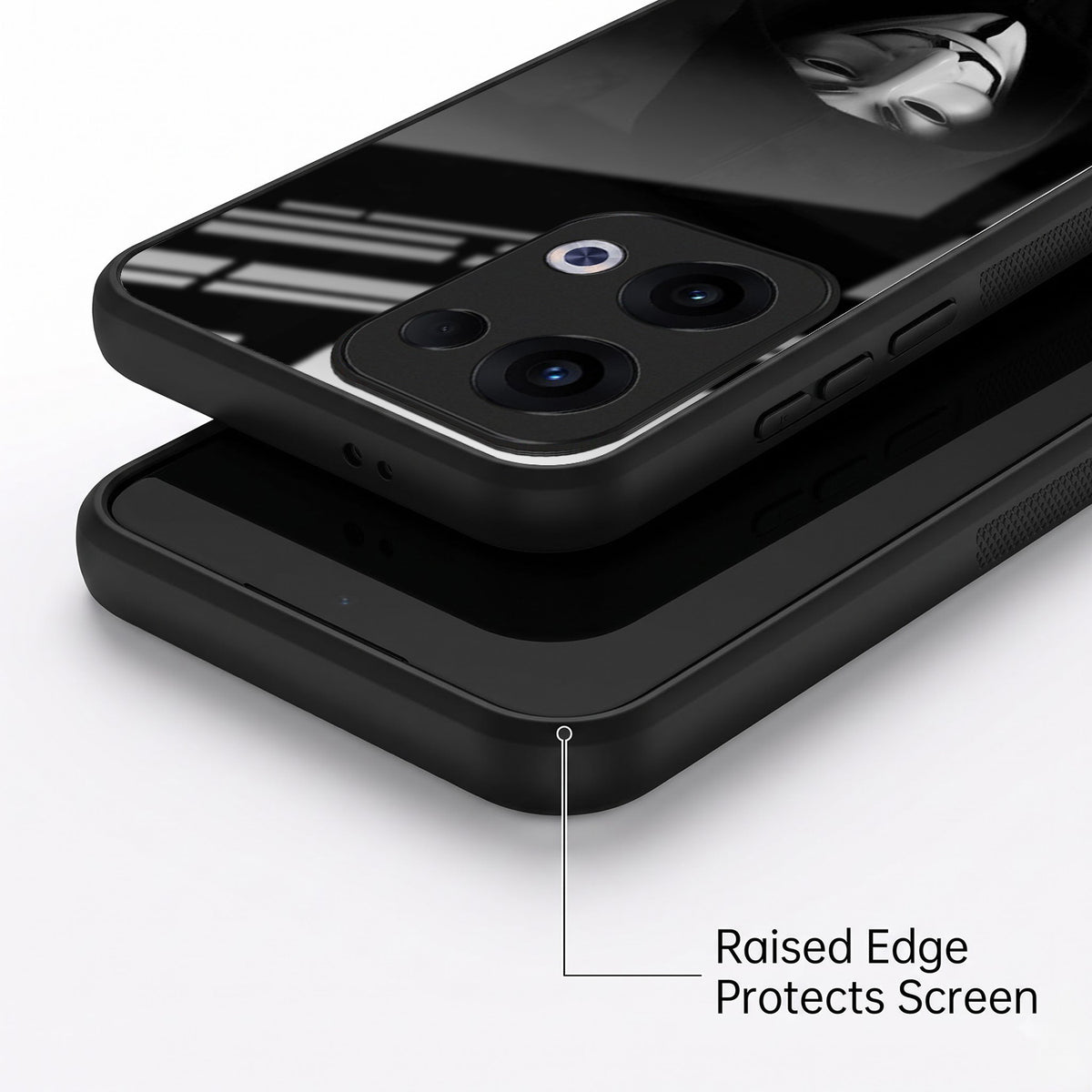 Oppo Reno 13 5G Premium Acrylic Shockproof Glass Back Case (Dark Hacker)