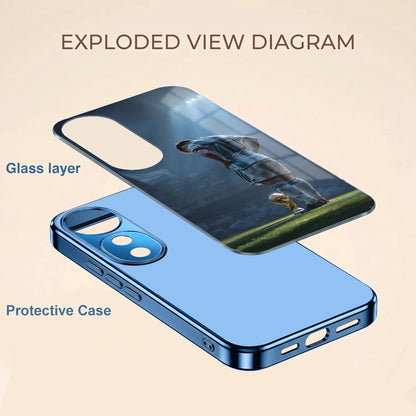 Vivo V40 Pro 5G Football Champion Blue Electroplated Glass Phone Back Case