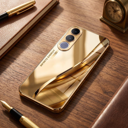 Vivo V70 FE 5G Luxury Infinity Energy Gold Electroplated Glass Phone Case