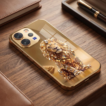 Vivo V70 5G Luxury Lion Gold Electroplated Glass Phone Back Case