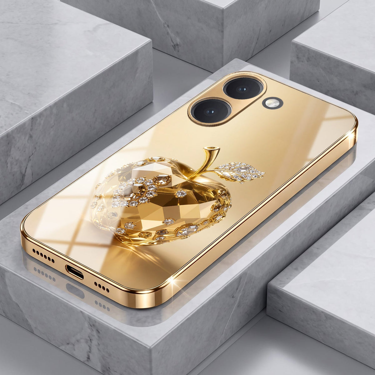 Poco X8 Pro 5G Golden Apple Gold Electroplated Glass Phone Back Case