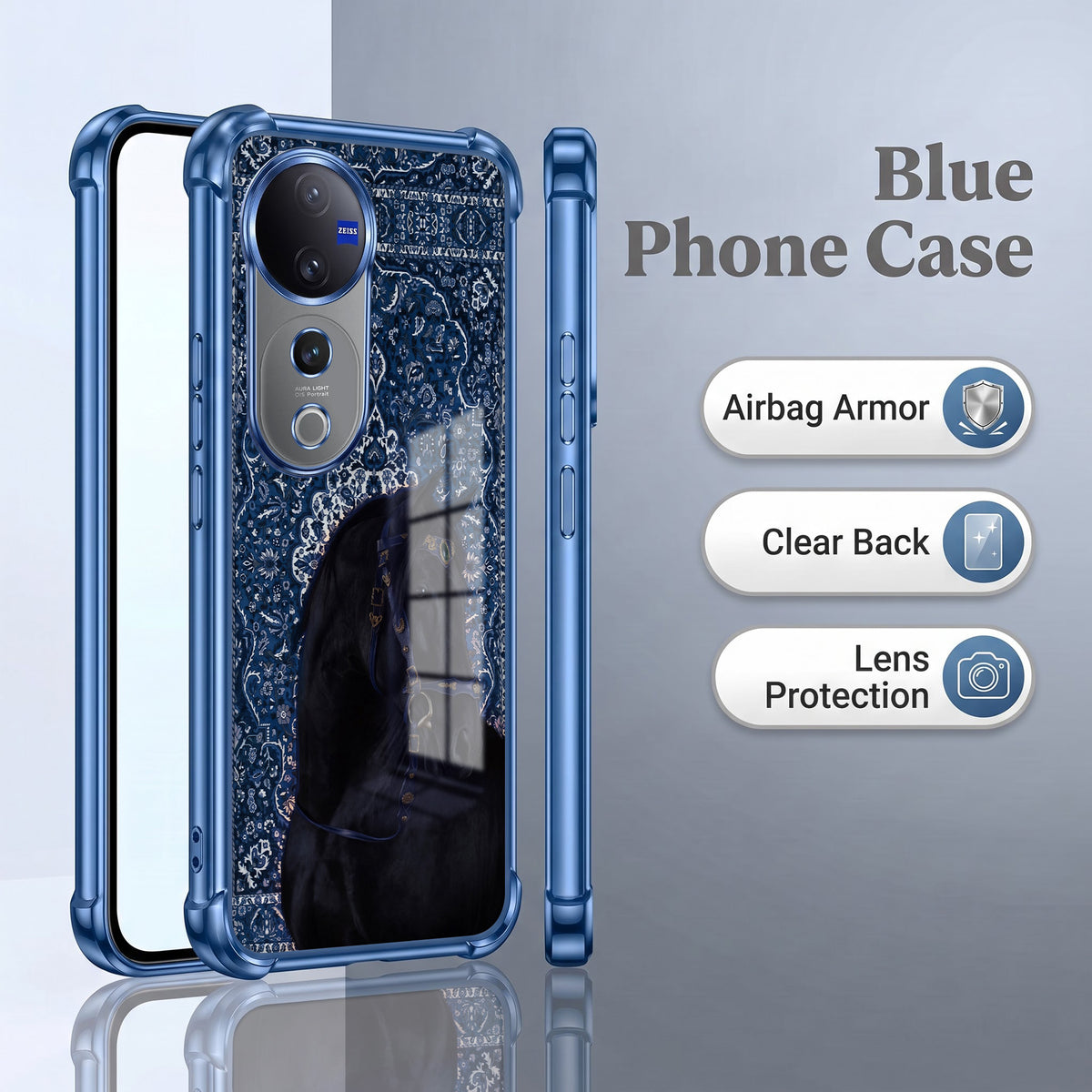Vivo V40 Pro 5G Premium Royal Horse Airbags Printed Back Case