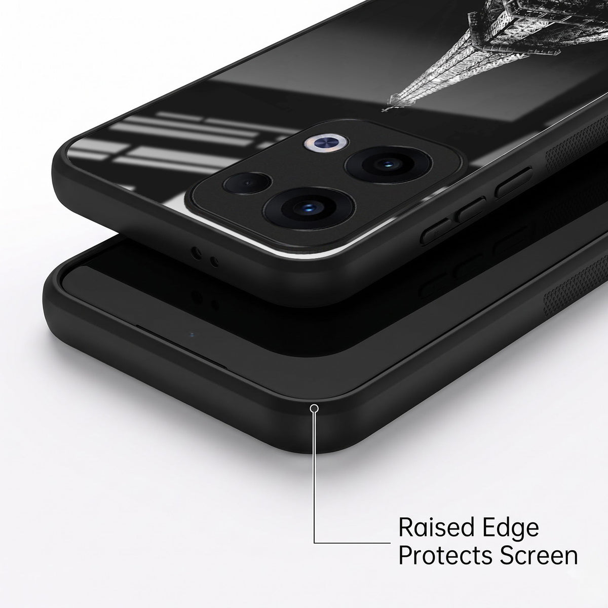 Oppo Reno 13 5G Premium Acrylic Shockproof Glass Back Case (Eiffel Tower)