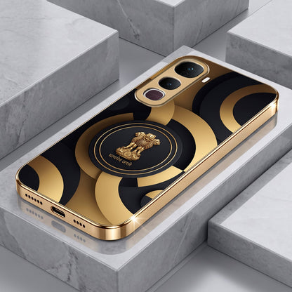 Vivo Y400 Pro 5G Royal Emblem Gold Electroplated Glass Phone Back Case