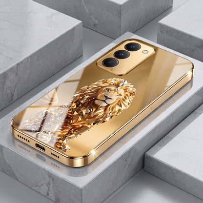 Redmi 15 5G Luxury Lion Gold Electroplated Glass Phone Back Case
