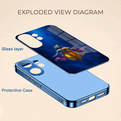 Vivo V60 5G Lord Krishna Blue Electroplated Glass Phone Back Case