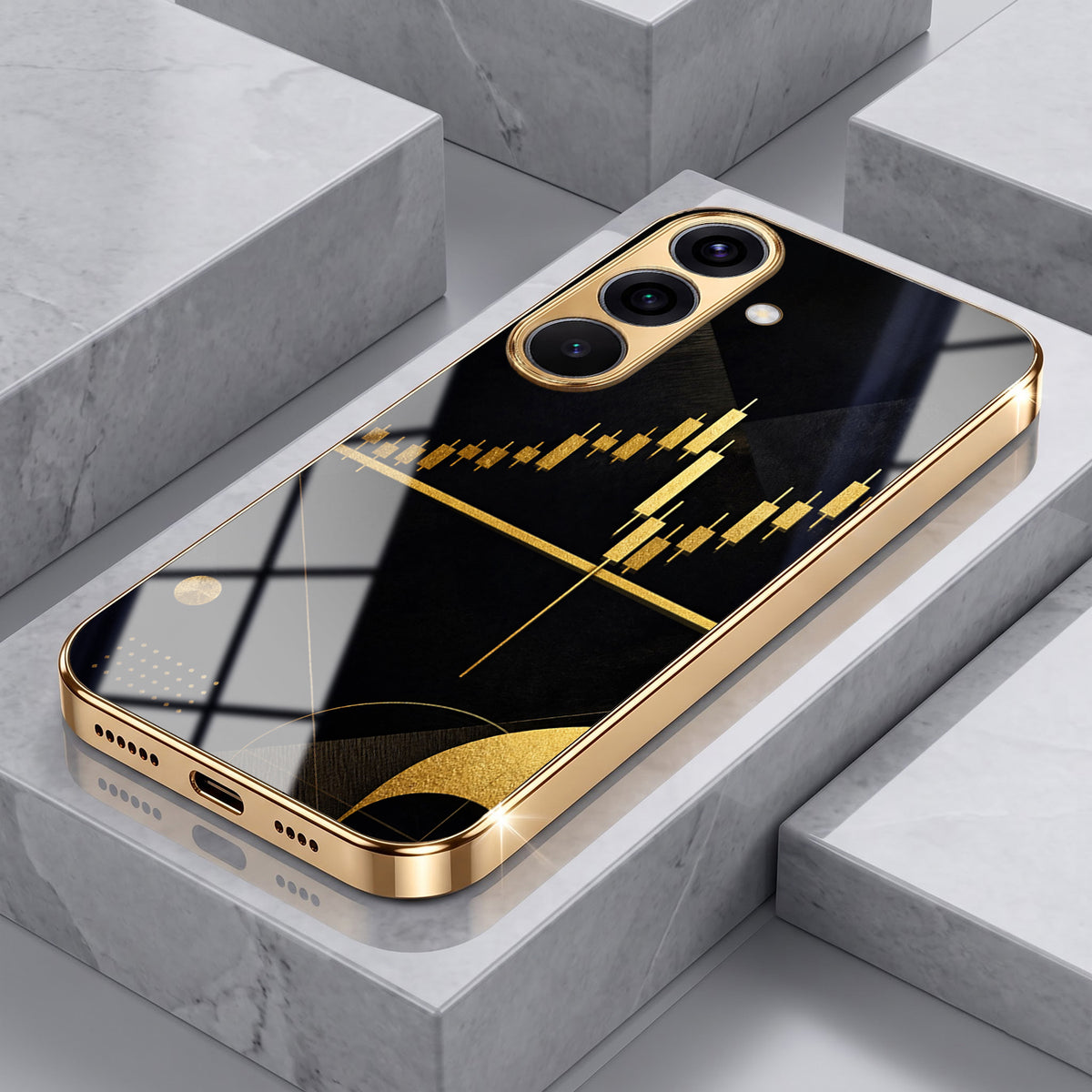 Samsung Galaxy A36 5G Trading Candles Gold Electroplated Glass Phone Back Case