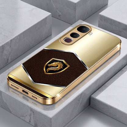Vivo Y400 Pro 5G Dragon Crest Gold Electroplated Glass Phone Back Case