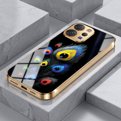 Vivo V70 5G Premium Peacock Feather Gold Electroplated Glass Phone Back Case