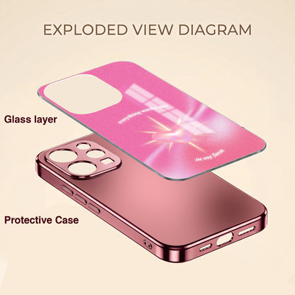 Vivo V70 5G Luxury Glowing Heart Pink Electroplated Glass Phone Back Case