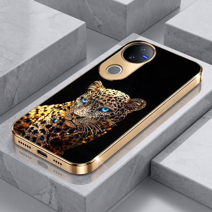 Vivo V50 5G Panther Gold Electroplated Glass Phone Back Case