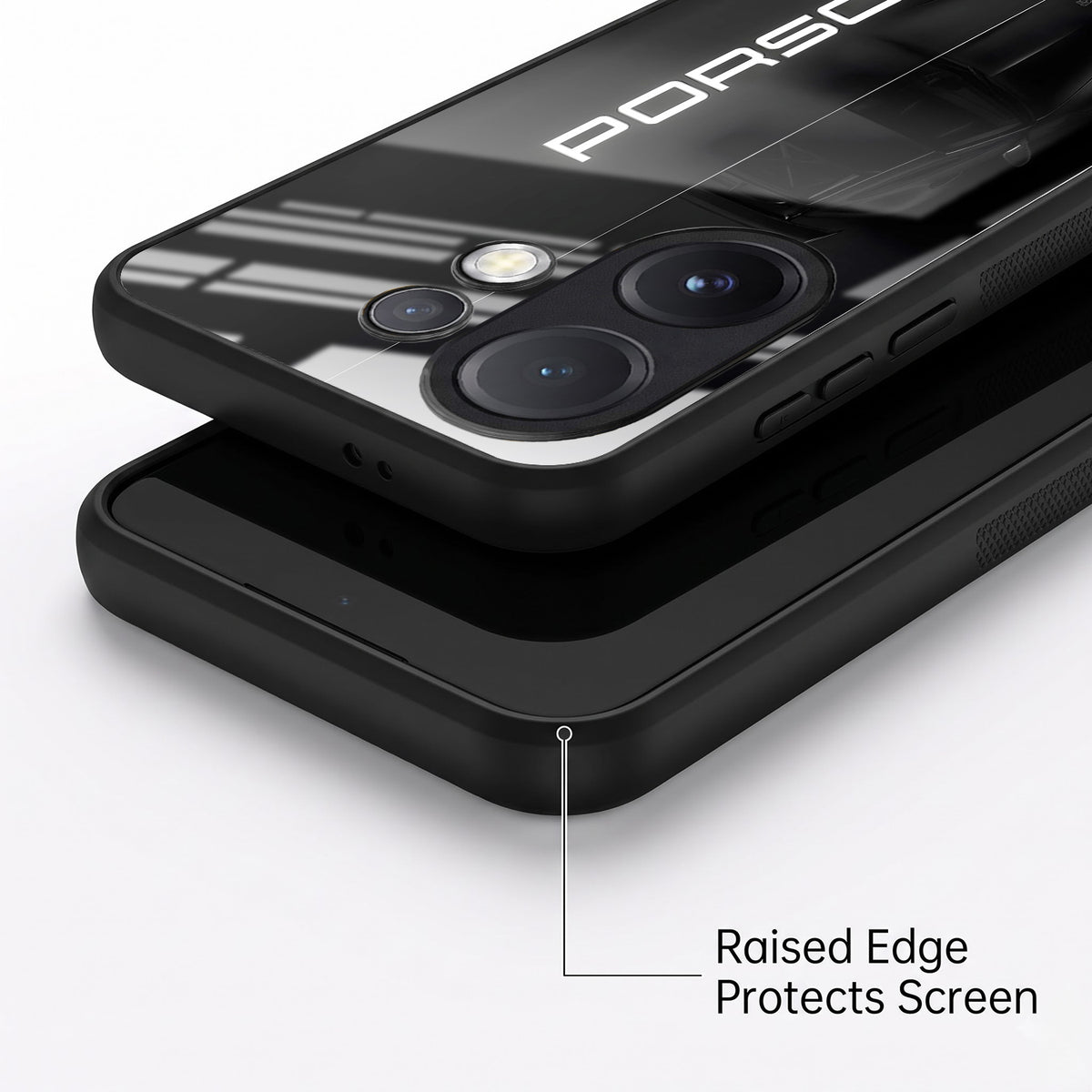 Vivo V60 5G Premium Acrylic Shockproof Glass Back Case (Black Porsche)