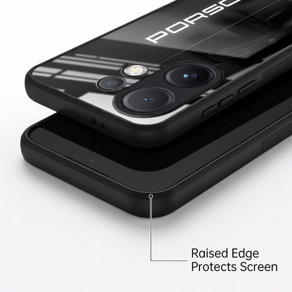 Vivo V60 5G Premium Acrylic Shockproof Glass Back Case (Black Porsche)