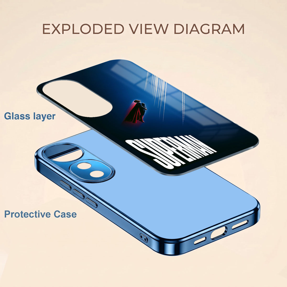 Vivo V40 Pro 5G Superman Blue Electroplated Glass Phone Back Case