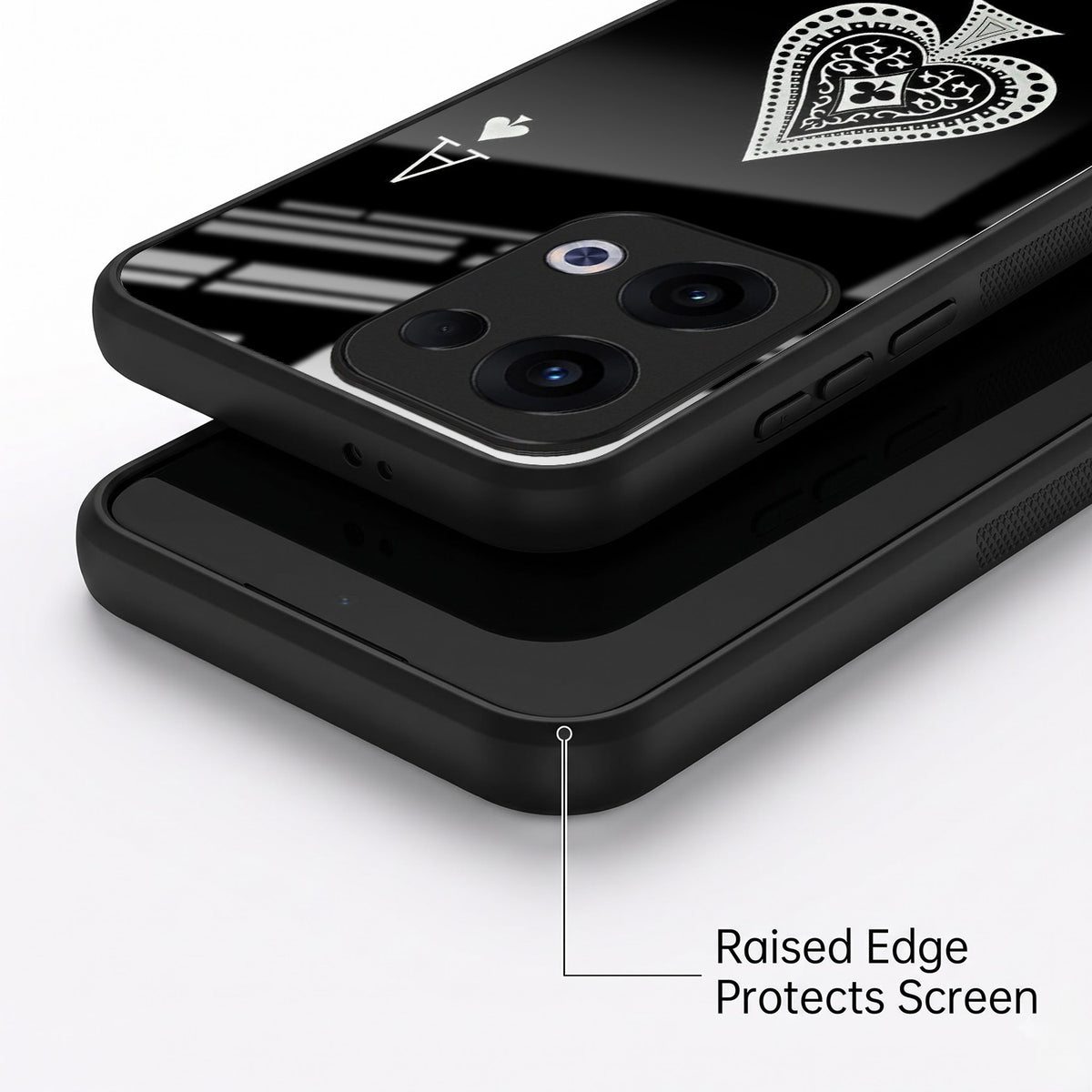 Oppo Reno 13 5G Premium Acrylic Shockproof Glass Back Case (Black Ace)