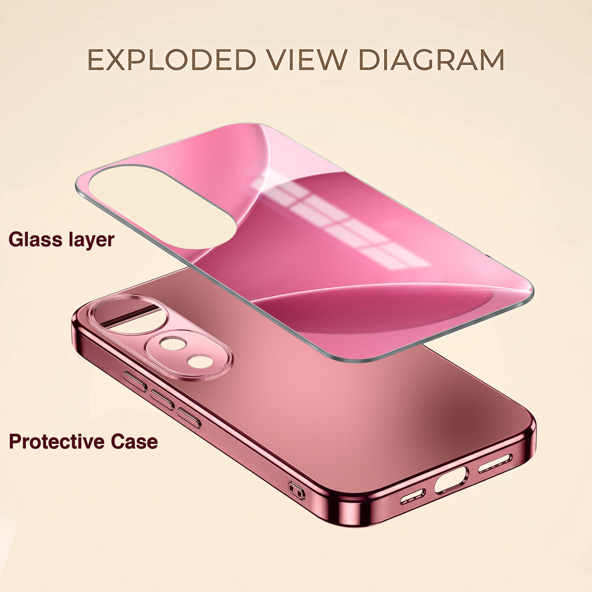 Vivo V40 Pro 5G Luxury Glossy Wave Pink Electroplated Glass Phone Back Case