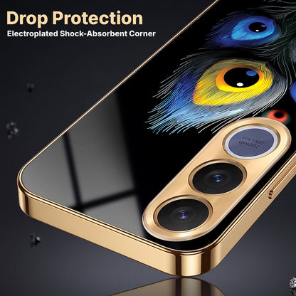 Vivo V70 FE 5G Multi-Feather Peacock Gold Electroplated Glass Phone Back Case