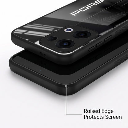 Oppo Reno 13 5G 5G Premium Acrylic Shockproof Glass Back Case (Black Porsche)