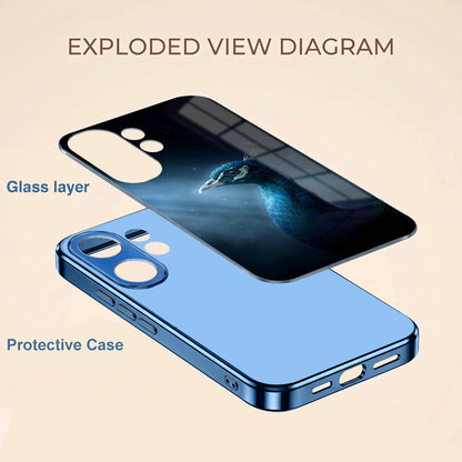 Vivo V60 5G Royal Peacock Blue Electroplated Glass Phone Back Case