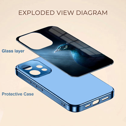 Oppo Reno 15 5G Royal Peacock Blue Electroplated Glass Phone Back Case