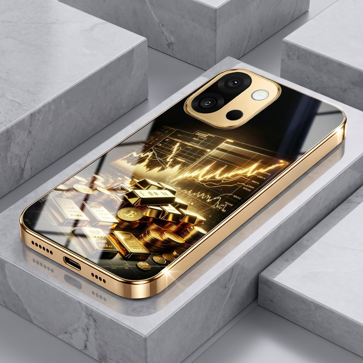 OnePlus 13s 5G Luxury Wealth Trader Gold Electroplated Glass Phone Back Case