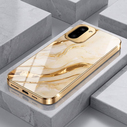 OnePlus 15R 5G Marvel Texture Gold Electroplated Glass Phone Back Case
