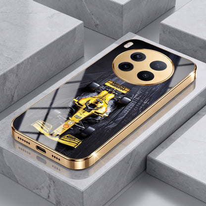 Vivo X300 Pro 5G F1 Racing Car Gold Electroplated Glass Phone Back Case