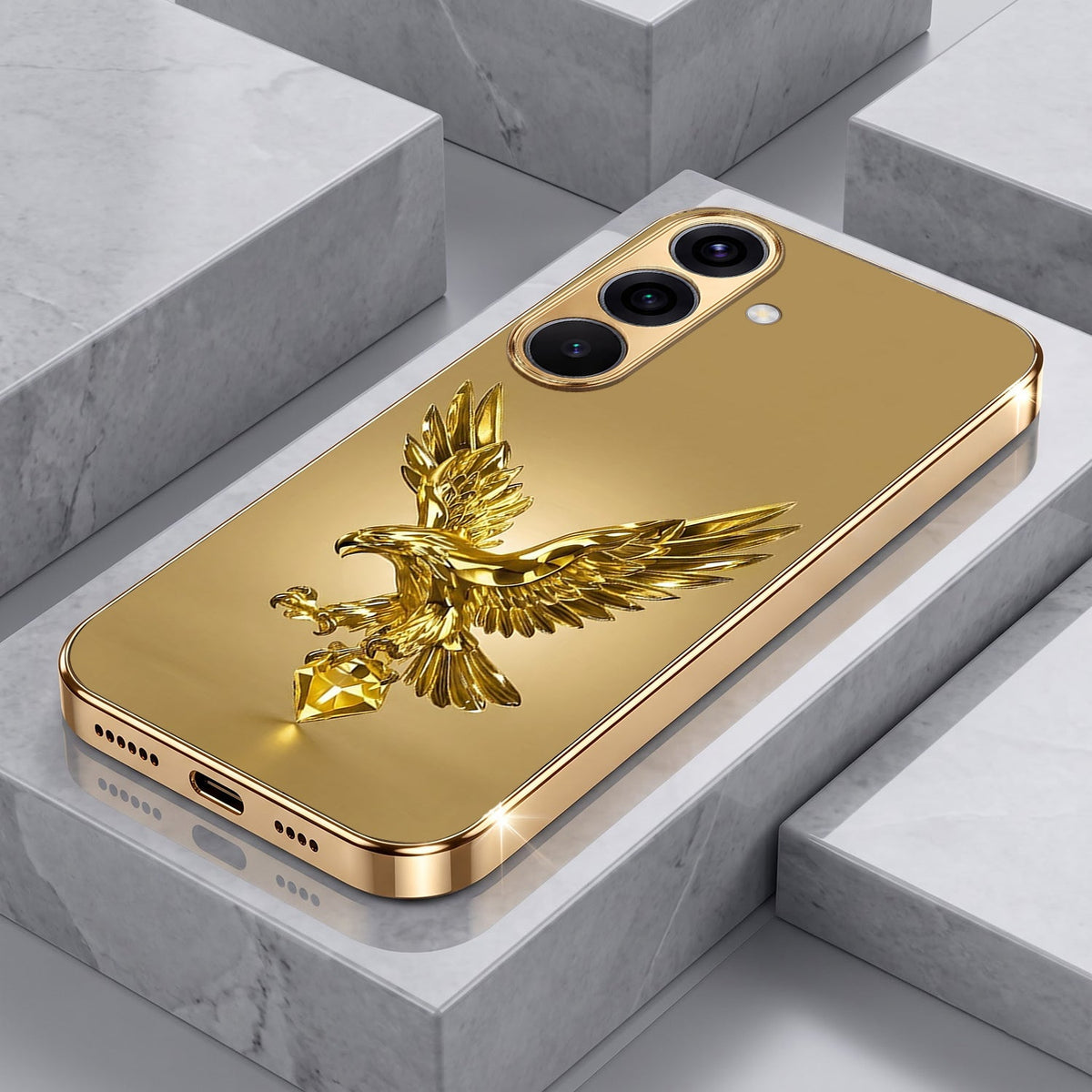Samsung Galaxy A36 5G Golden Eagle Gold Electroplated Glass Phone Back Case