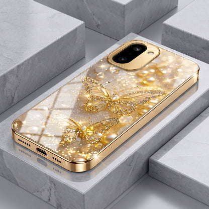 OnePlus 15R 5G Golden Butterfly Gold Electroplated Glass Phone Back Case