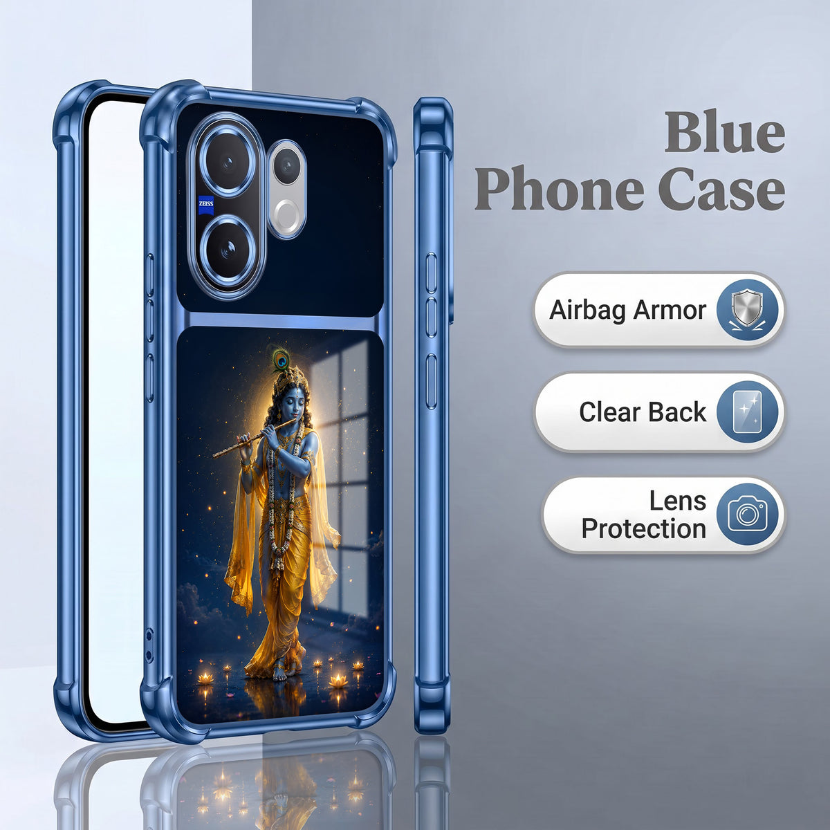 Vivo V60 5G Divine Krishna Dual-Tone Transparent Airbags Case