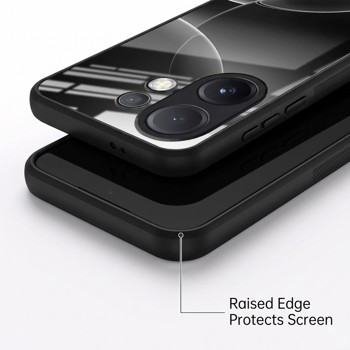 Vivo V60 5G Premium Acrylic Shockproof Glass Back Case (Black Wave)
