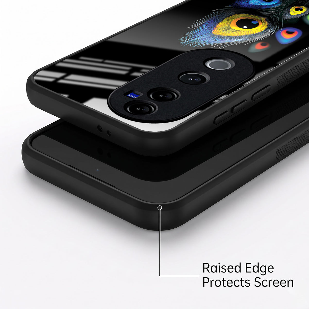 Vivo V40 Pro 5G Premium Peacock Feather Acrylic Glass Back Case