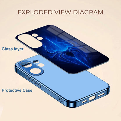 Vivo V60 5G Neon Spider Blue Electroplated Glass Phone Back Case