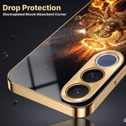 Vivo V70 FE 5G Lord Narasimha Gold Electroplated Glass Phone Back Case