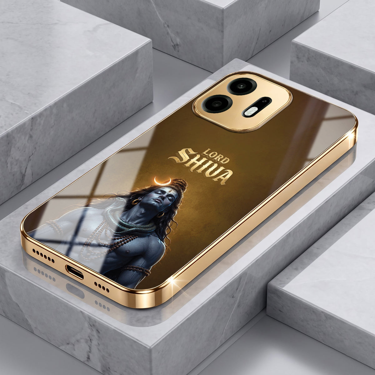 OnePlus N6 5G Lord Shiva Gold Electroplated Glass Phone Back Case