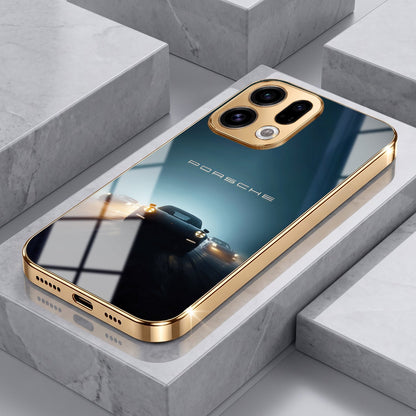 Oppo Find X9 5G Porsche Luxury Gold Electroplated Glass Phone Back Case