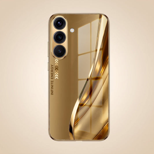 Samsung Galaxy A56 5G Luxury Infinity Energy Gold Electroplated Glass Phone Case