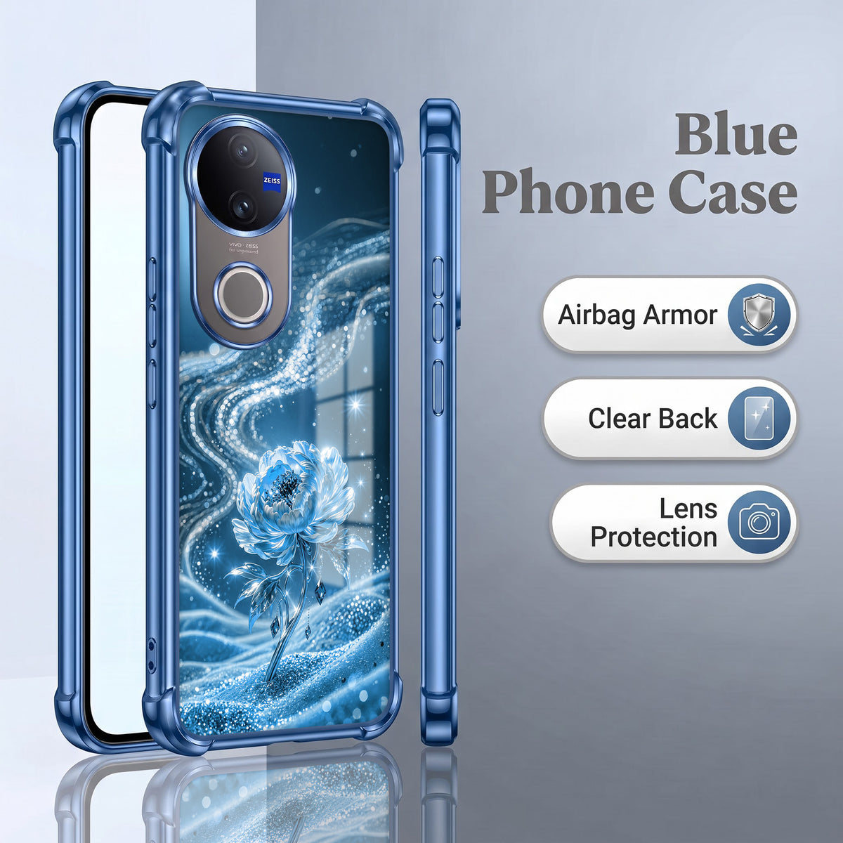 Vivo V50 5G Blue Rose Airbags Printed Back Case